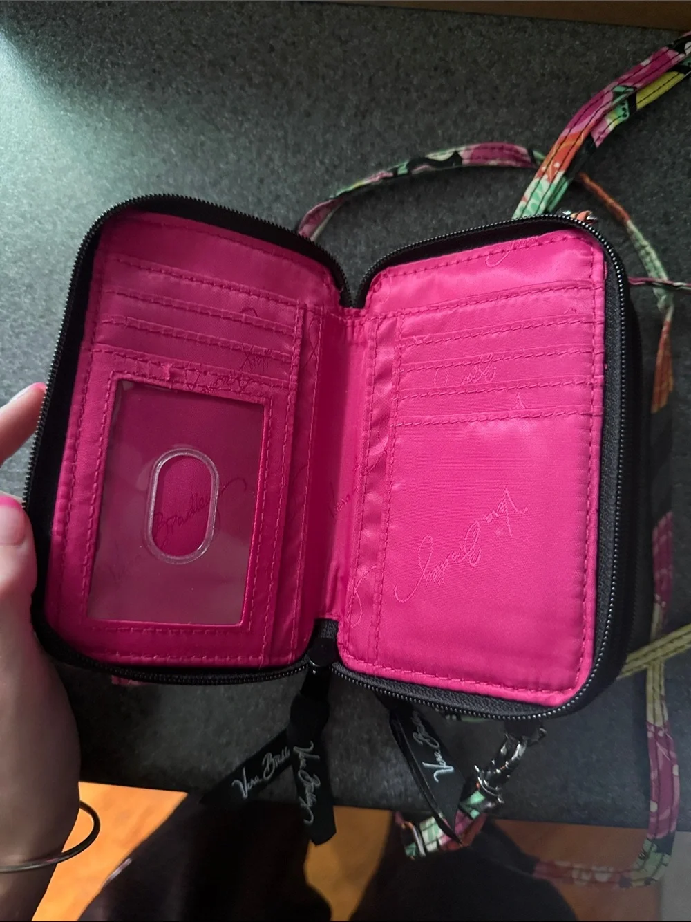 Vera Bradley Pink Floral Quilted Crossbody with Multicolor Strap